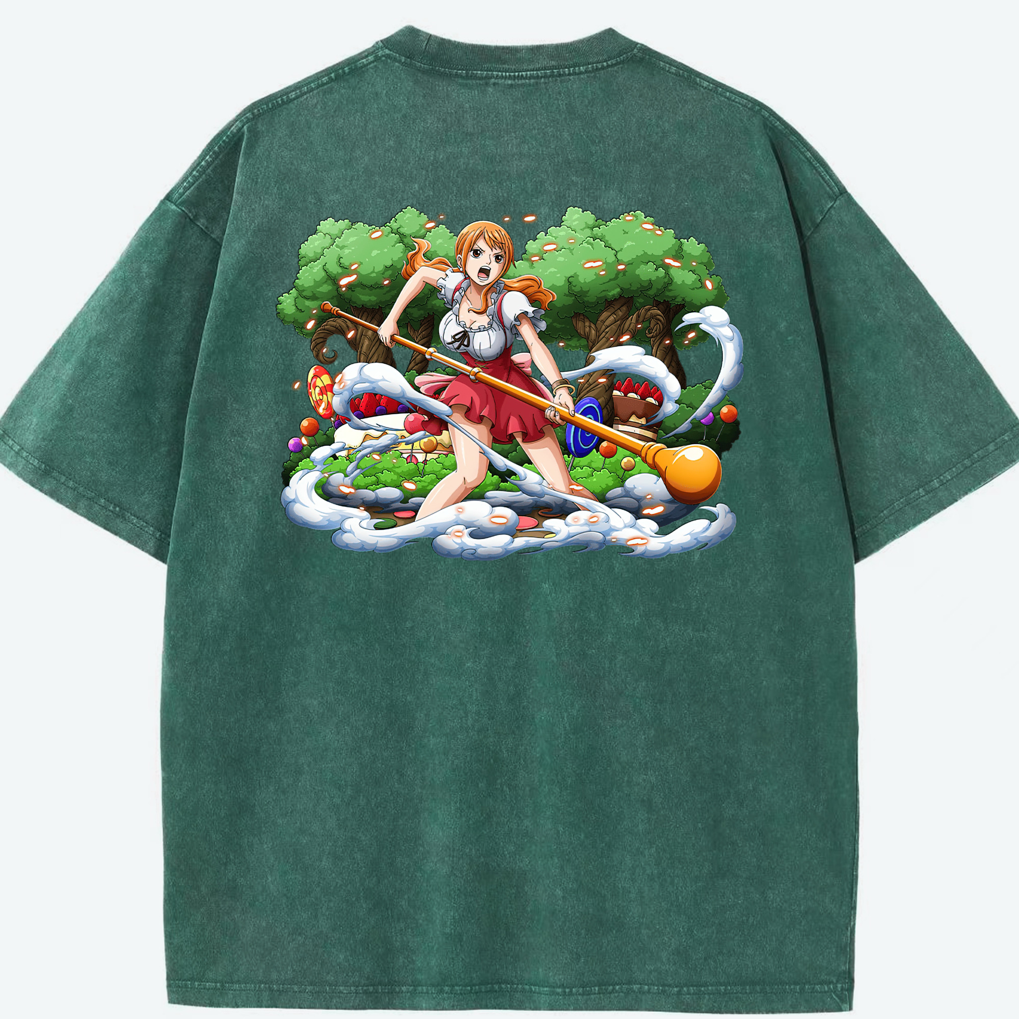 ワンピース ナミ ONE PIECE Nami 綿100% ヴィンテージ風 半袖Tシャツ（背面プリント）